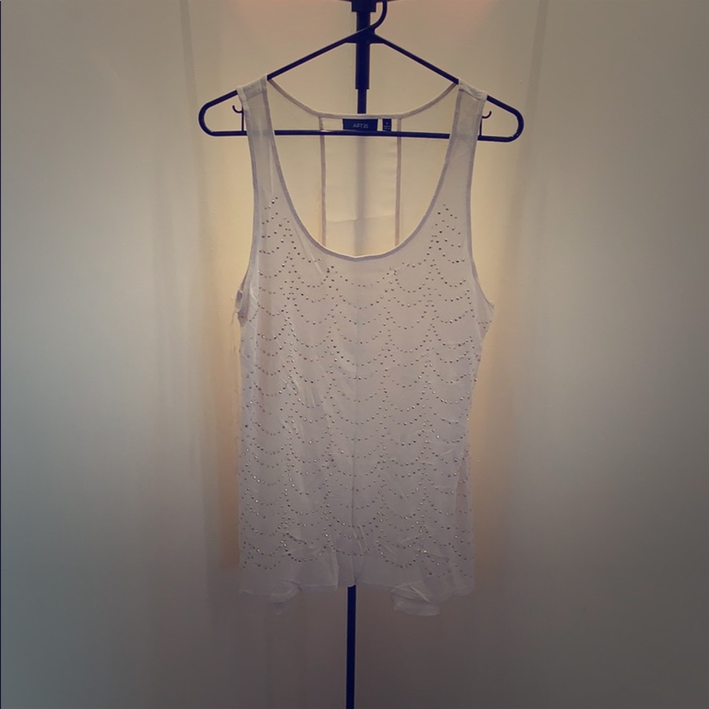 Gold studded cream tank top